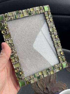 Source Unknown Green and Silver Mosaic Picture Frame
